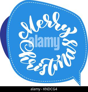 Testo Merry Christmas scritto a mano la calligrafia scritte sull'adesivo. artigianale di illustrazione vettoriale. Divertimento spazzola tipografia di inchiostro per la fotografia di sovrapposizioni, t-shirt, stampa flyer, design di poster Illustrazione Vettoriale