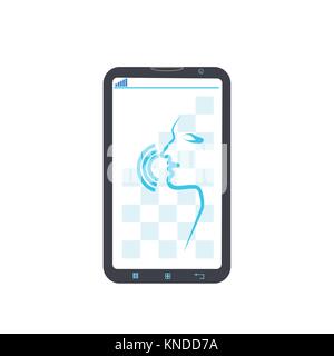Cell Smart Phone Registrazione vocale moderno controllo identificazione il concetto di sistema Illustrazione Vettoriale