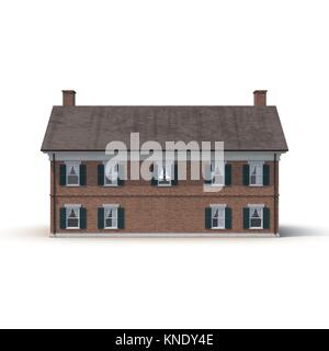 Derby House, storico edificio coloniale su bianco. Vista posteriore. 3D illustrazione Foto Stock