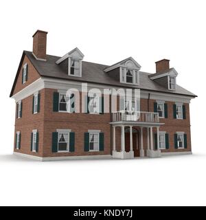 Derby House, storico edificio coloniale su bianco. 3D illustrazione Foto Stock