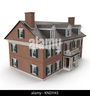 Due grandi storia vintage stile coloniale casa sul bianco. 3D illustrazione Foto Stock