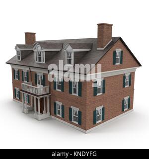 Due grandi storia vintage stile coloniale casa sul bianco. 3D illustrazione Foto Stock