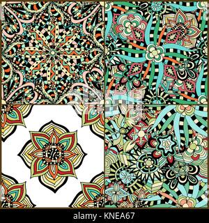 Lusso piastrella orientali seamless pattern. Variopinto mosaico floreale sfondo. Mandala boho chic stile. Ricco fregio floreale. Chiave esagonale testa gli elementi di design. P Illustrazione Vettoriale