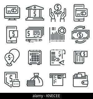 Semplice insieme di denaro relative Icone di linea Illustrazione Vettoriale