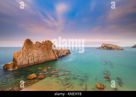 Playa de la Arnia, Santander, Cantabria, SPAGNA Foto Stock