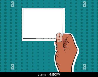 Maschio di mano americano africano tenendo una scheda Illustrazione Vettoriale
