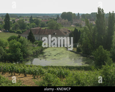 Famoso ClosVougeot in Cote d'or in Borgogna Francia con i suoi vigneti Foto Stock