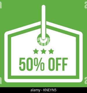 Vendita etichetta 50% off icona verde Illustrazione Vettoriale