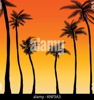 Estate palme sfondo al tramonto Illustrazione Vettoriale