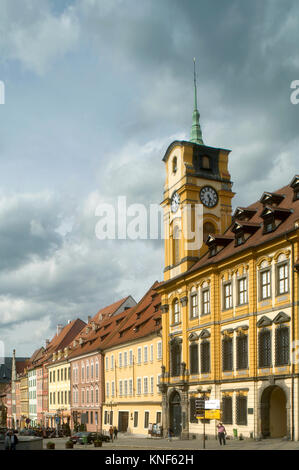 Tschechien, Böhmen : Eger ( Cheb ), der historische Marktplatz, Platz des Königs mit Bürgerhäusern Foto Stock