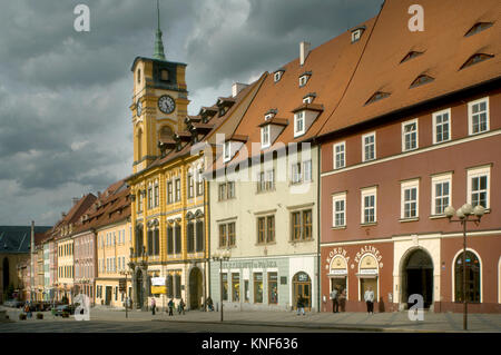 Tschechien, Böhmen : Eger ( Cheb ), der historische Marktplatz, Platz des Königs mit Bürgerhäusern Foto Stock