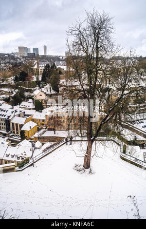 Candida la vita nella città di Lussemburgo durante il periodo invernale Foto Stock