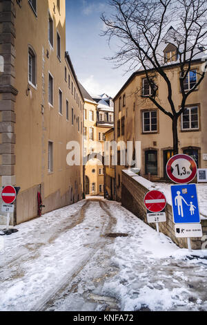 Candida la vita nella città di Lussemburgo durante il periodo invernale Foto Stock