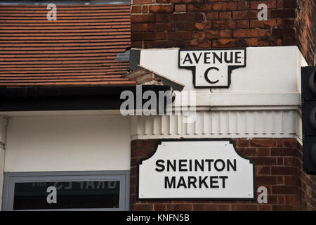 Mercato Sneinton segno, Sneinton, Nottingham Foto Stock