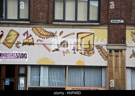 Il cartello stradale per Hockley, una zona storica di Nottingham City Centre. Foto Stock