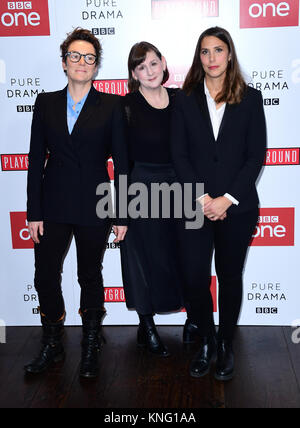 Susie Ligatt, Heidi Thomas e Vanessa Caswill arrivati al piccolo lo screening delle donne detenute all'Hotel Soho di Londra. Stampa foto di associazione. Picture Data: lunedì 11 dicembre, 2017. Foto di credito dovrebbe leggere: Ian West/PA FILO Foto Stock