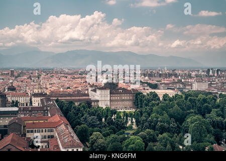 Vista aerea della città di Torino. Il Piemonte, Italia Foto Stock