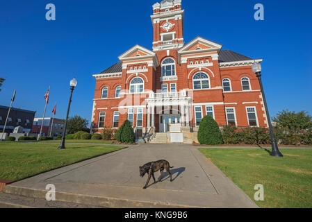 Monroe County Courthouse in Forsyth, Georgia, è stato costruito nel 1896 ed è di design Vittoriano. È elencato nel Registro Nazionale dei Luoghi Storici. Foto Stock