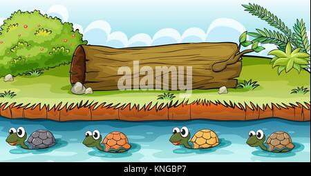 Illustrazione delle tartarughe in fiume Illustrazione Vettoriale