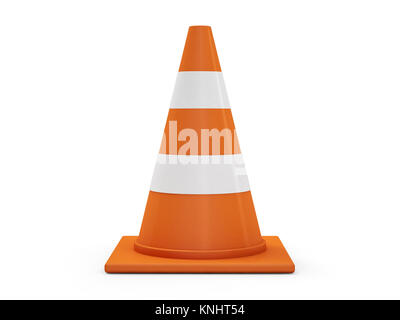 Orange coni stradali con strisce. Il rendering 3D Foto Stock