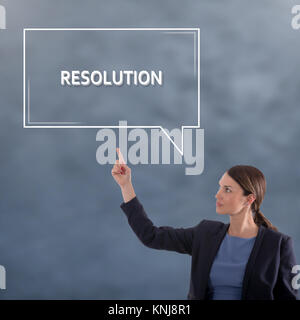 Risoluzione del concetto di business. Business donna concetto grafico Foto Stock