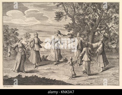 Una danza nativa (Aubry de la Mottraye's Travels in tutta Europa, Asia e in parte dell'Africa..., Londra, 1724, vol.. I, pl. 11) Foto Stock