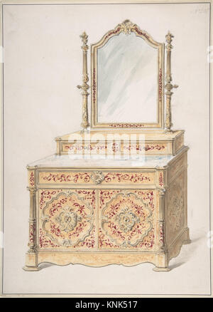 Design per un Gabinetto con tetto in marmo e specchio, Anonimo, britannico, XIX secolo, 1840-99 Foto Stock