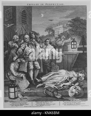 Cruelty in Perfection (The Four Stages of Cruelty), stampato dal pittore inglese William Hogarth (1697-1764), 1751 Foto Stock