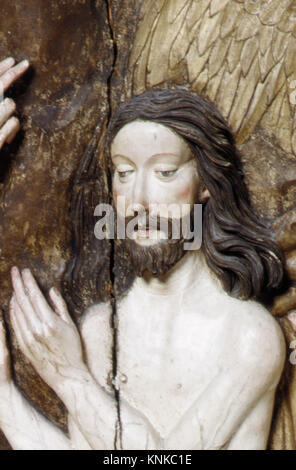 Battesimo di Cristo, tedesco, ca. 1480-1490, artista: Workshop di Veit Stoss (tedesco, Horb am Neckar ca. 1445–1533 Norimberga), realizzato a Norimberga, Germania, Medio: Legno di Limewood con vernice e doratura Foto Stock