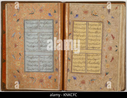 Divan del sultano Husayn Baiqara, calligrafo: Sultan 'Ali al-Mashhadi (iraniano, Mashhad 1453–1520 Mashhad), datato 905 AH/1500 CE, fabbricato nell'attuale Afghanistan, Herat, Medio: Inchiostro, acquerello opaco e oro su carta; legatura laccata Foto Stock