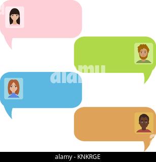 Bolle di chat. Chatbot e gente reale messaggio Illustrazione Vettoriale