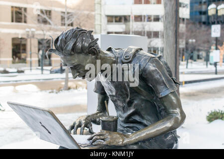 Studente di Montreal statua sulla Sherbrooke Street. Foto Stock