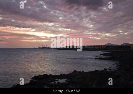 Tramonto a Lanzarote, Isole canarie, Spagna Foto Stock