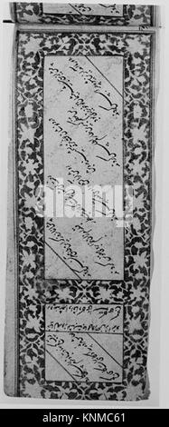 Titolo: Antologia della poesia persiana in formato oblungo (Safina), calligrafo: Sultan Muhammad Nur (iraniano, ca. 1472–ca. 1536), datato 905 AH/1499–1500 CE, attribuito all'attuale Afghanistan, Herat, Medium: Inchiostro, acquerello e oro su carta.rilegatura: Cuoio Foto Stock