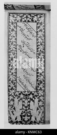 Titolo: Antologia della poesia persiana in formato oblungo (Safina), calligrafo: Sultan Muhammad Nur (iraniano, ca. 1472–ca. 1536), datato 905 AH/1499–1500 CE, attribuito all'attuale Afghanistan, Herat, Medium: Inchiostro, acquerello e oro su carta.rilegatura: Cuoio Foto Stock