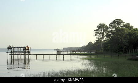 Florida, Apalachicola Bay. Vista la mattina sul Golfo del Messico Foto Stock