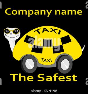 Le tartarughe marine-taxi adesivo taxi più sicuro l'icona del logo Illustrazione Vettoriale