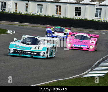 Rudolf Ernst, EMKA Aston-Martin C84, Kent Abrahamsson, Nissan R90CK, gruppo C, Goodwood 73MM Marzo 2015, 73rd, 73rd Assemblea dei Soci, azione, Chris Foto Stock