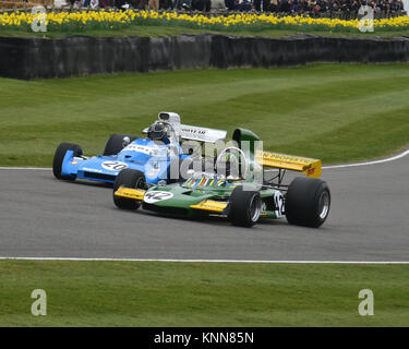 Guillaume Collinot, Token-Cosworth RJ02, Rob Hall, Matra-Simca MS 120C, Alta air box vetture di F1, Goodwood 73MM Marzo 2015, 73rd, 73rd assemblea dei soci, Foto Stock