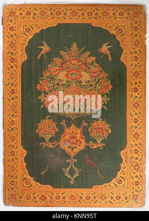 Esempio di rilegatura del XVII secolo che mostra la colonna decorativa, il design della copertina e l'artigianato nella produzione di manoscritti. Foto Stock