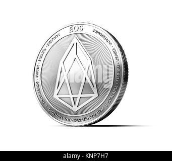 Argento EOS coin isolati su sfondo bianco. Concetto moneta. Il rendering 3D Foto Stock