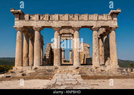 Tempio di Aphaia su Aegina Island in Grecia Foto Stock