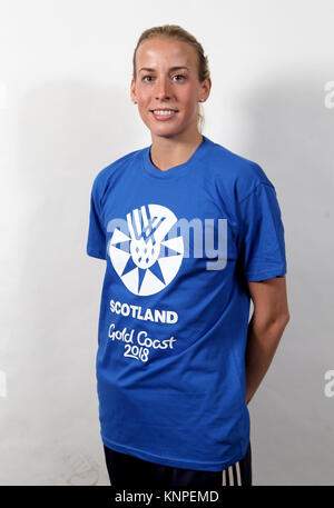 Lynsey Sharp durante il Team Scozia via e agli atleti annuncio per la Gold Coast 2018 Giochi del Commonwealth presso l'Università di Stirling. Foto Stock