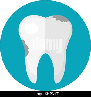 Dente di sporco, la carie. Icona di stile piatto. Odontoiatria, dentista concetto. Isolato su sfondo bianco. Illustrazione Vettoriale. Illustrazione Vettoriale