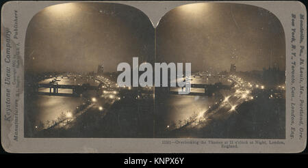 -Gruppo di 5 Stereografia vedute del fiume Tamigi di notte, Londra, Inghilterra- INCONTRATO DP73369 288288 Foto Stock