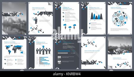 Elementi di infographics per modello di report e presentazioni di modelli. Corporate annual report, opuscolo, prenota design di copertura, brochure e volantini temp Illustrazione Vettoriale