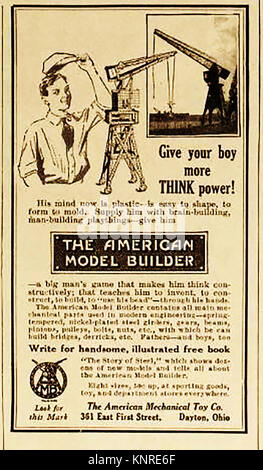 1914 Noi annuncio di Natale per il "modello americano Builder' dalla American giocattolo meccanico azienda set di costruzione Foto Stock