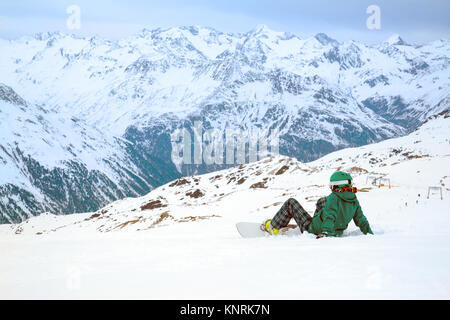 Snowboarder, Solden, Austria, extreme sport invernali Foto Stock