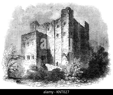 Nel XII secolo di conservare o di torre in pietra di Rochester Castle permanente sulla riva est del fiume Medway a Rochester, Kent, sud-est dell' Inghilterra. Situato sul fiume Medway e Watling Street, il primo castello è stata fondata dopo la conquista normanna e dato al vescovo Oddone, probabilmente dal suo fratellastro Guglielmo il Conquistatore. Durante la ribellione del 1088 per la successione al trono inglese, Oddone sostenuto Robert Curthose, il conquistatore del figlio primogenito, contro William Rufus. Foto Stock