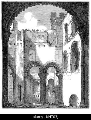 Rimane del piano superiore dell xi secolo Rochester Castle permanente sulla riva est del fiume Medway a Rochester, Kent, sud-est dell' Inghilterra. Situato sul fiume Medway e Watling Street, il primo castello è stata fondata dopo la conquista normanna e dato al vescovo Oddone, probabilmente dal suo fratellastro Guglielmo il Conquistatore. Durante la ribellione del 1088 per la successione al trono inglese, Oddone sostenuto Robert Curthose, il conquistatore del figlio primogenito, contro William Rufus. Foto Stock